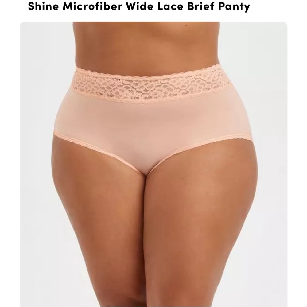 Torrid Shine Microfiber Wide Lace Brief Panty - Peach NWT SZ 1 (14-16)